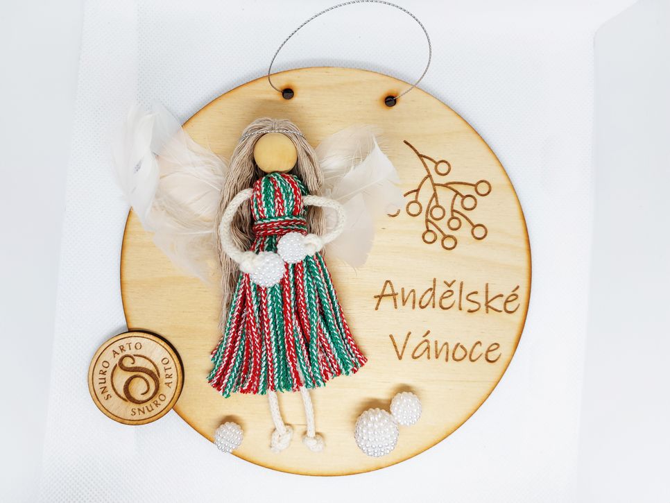 Makramé andělka na kruhu - andělské Vánoce