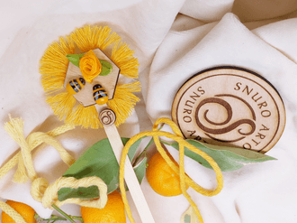 Makramé medová pampeliška - zápich